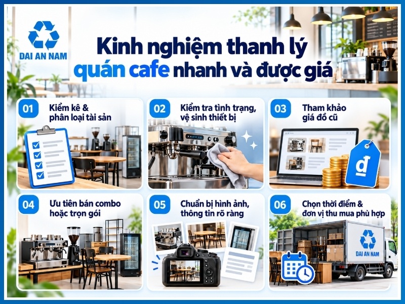 kinh nghiệm thanh lý quán cafe nhanh và được giá