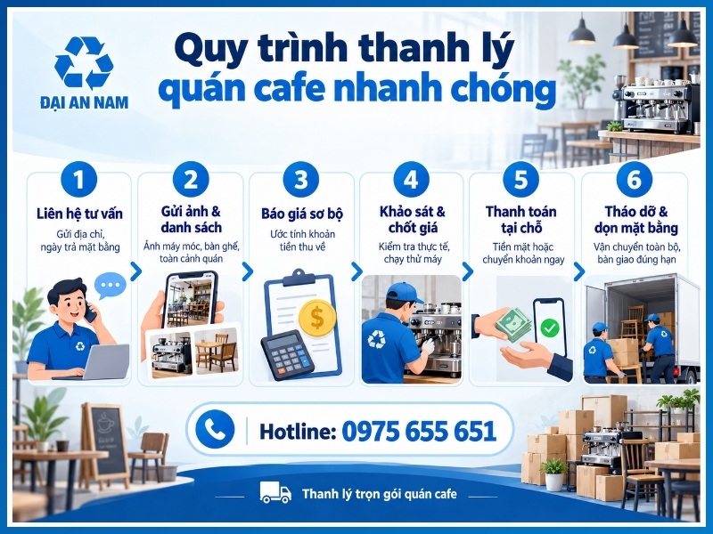 Quy trình 6 bước thanh lý quán cafe nhanh chóng