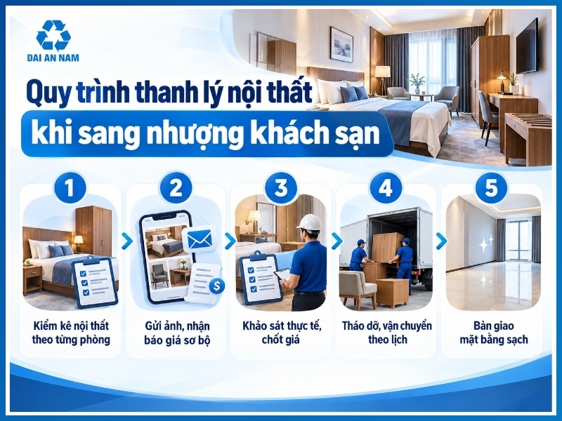 Quy trình 5 bước thanh lý nội thất khi sang nhượng khách sạn