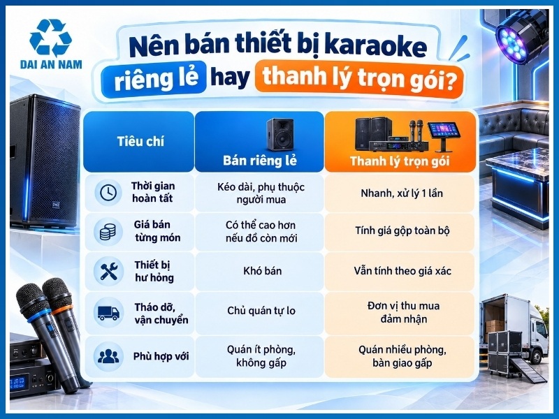 Nên bán thiết bị karaoke riêng lẻ hay thanh lý trọn gói?
