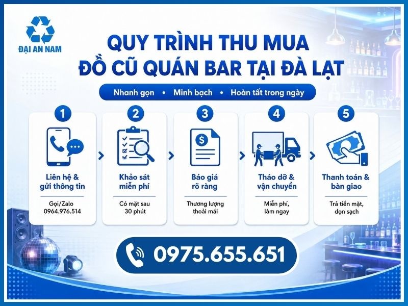 Quy trình 5 bước thu mua đồ cũ quán bar tại Đà Lạt