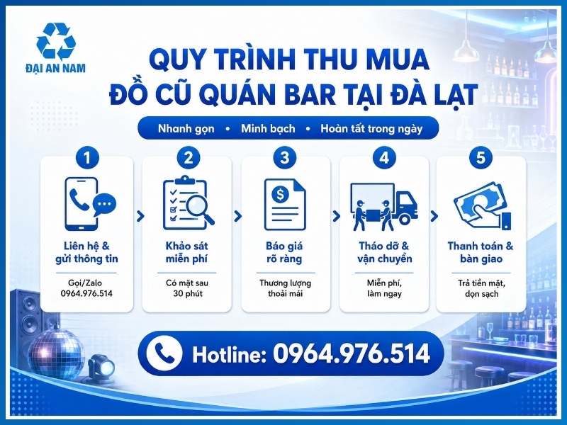Quy trình 5 bước thu mua đồ cũ quán bar tại Đà Lạt