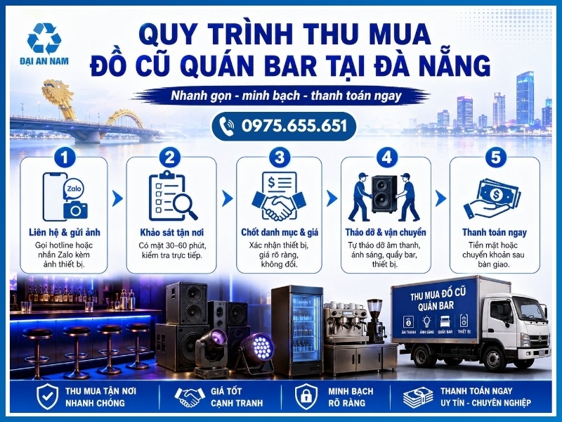 Quy trình 5 bước thu mua đồ cũ quán bar tại Đà Nẵng
