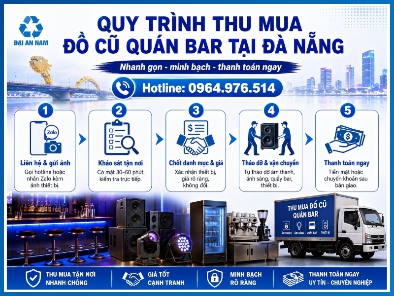 Quy trình 5 bước thu mua đồ cũ quán bar tại Đà Nẵng