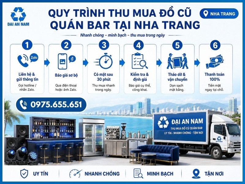 Quy trình thu mua đồ cũ quán bar tại Nha Trang chuyên nghiệp