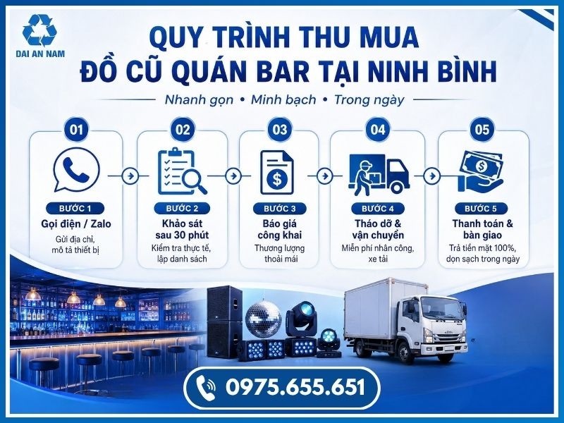 Quy trình 5 bước thu mua đồ cũ quán bar tại Ninh Bình