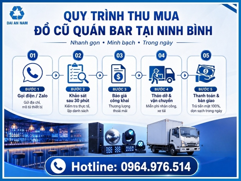 Quy trình 5 bước thu mua đồ cũ quán bar tại Ninh Bình