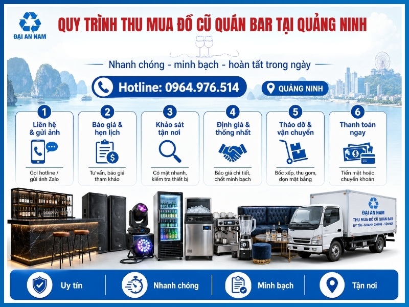 Quy trình thu mua đồ cũ quán bar tại Quảng Ninh