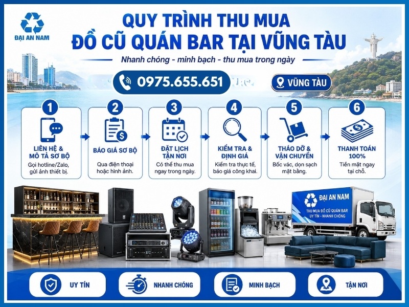Quy trình 6 bước thu mua đồ cũ quán bar tại Vũng Tàu