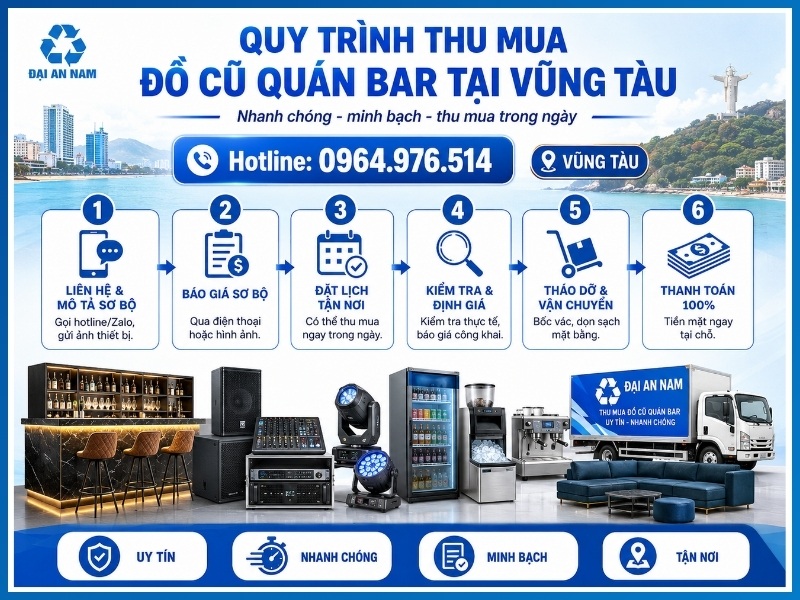 Quy trình 6 bước thu mua đồ cũ quán bar tại Vũng Tàu
