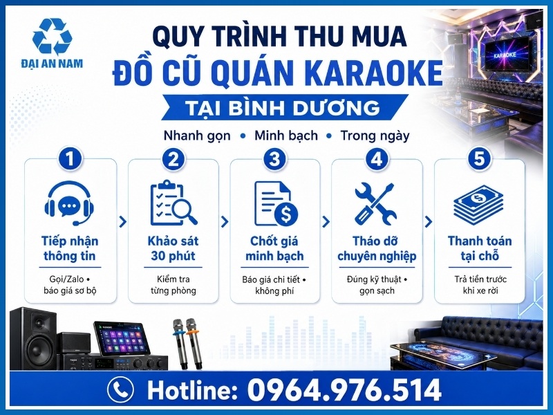 Quy trình 5 bước thu mua đồ cũ quán karaoke tại Bình Dương