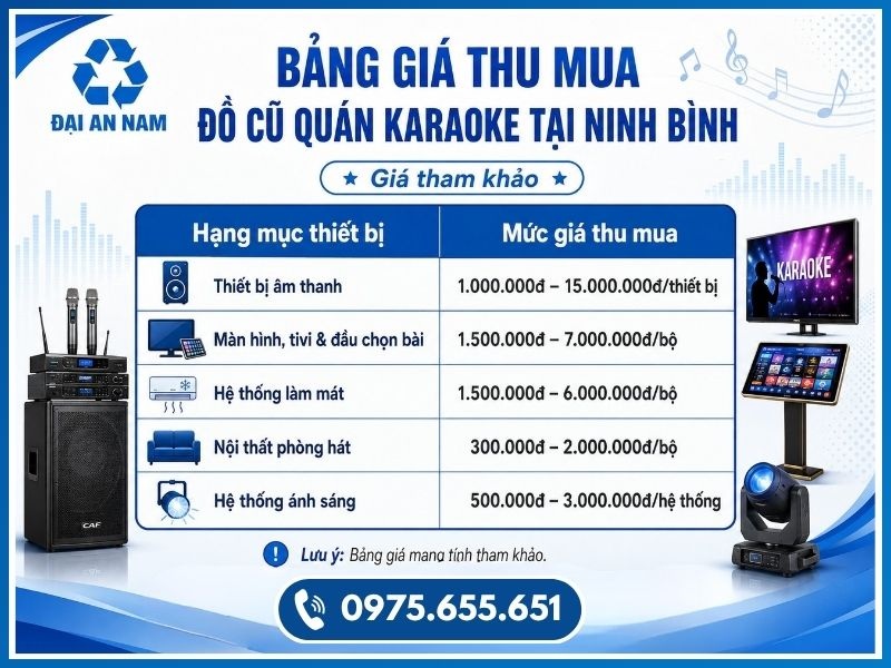 Bảng giá thu mua đồ cũ quán karaoke tại Ninh Bình mới nhất