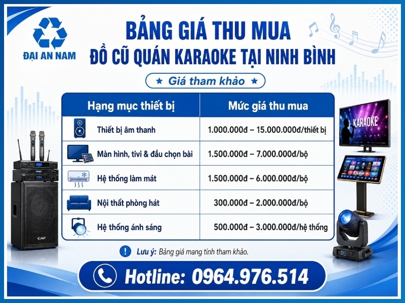 Bảng giá thu mua đồ cũ quán karaoke tại Ninh Bình mới nhất