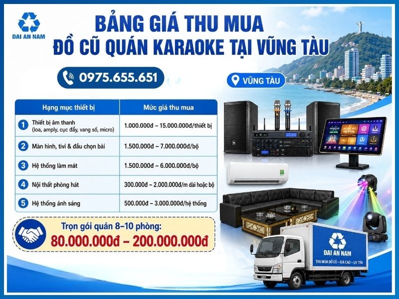 Bảng giá thu mua đồ cũ quán karaoke tại Vũng Tàu mới nhất