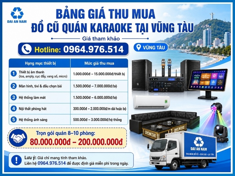Bảng giá thu mua đồ cũ quán karaoke tại Vũng Tàu mới nhất