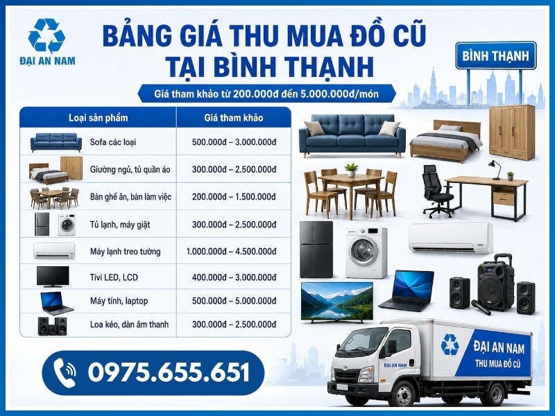 Bảng giá thu mua đồ cũ tại Bình Thạnh mới nhất 