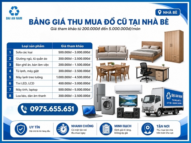 Bảng giá thu mua đồ cũ tại Nhà Bè mới nhất