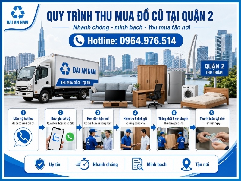 Quy trình thu mua đồ cũ tại Quận 2 gồm mấy bước?