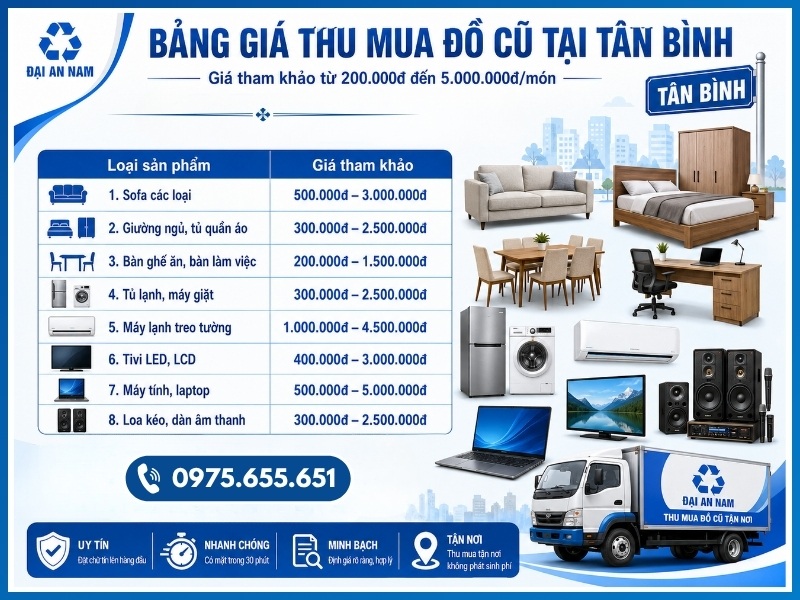 Bảng giá thu mua đồ cũ tại Tân Bình mới nhất