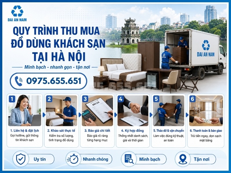 Quy trình 6 bước thu mua đồ dùng khách sạn tại Hà Nội
