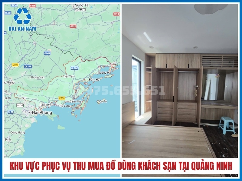 Khu vực phục vụ thu mua đồ dùng khách sạn tại Quảng Ninh