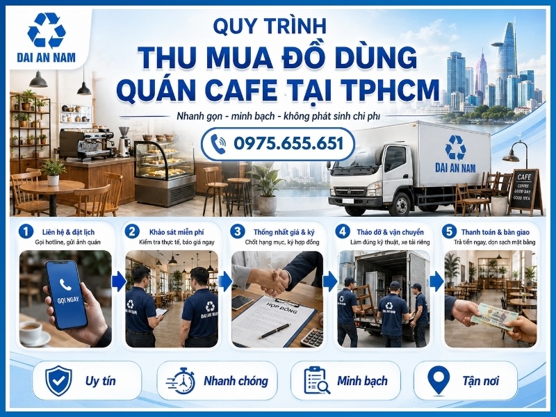 Quy trình 5 bước thu mua đồ dùng quán cafe tại TPHCM