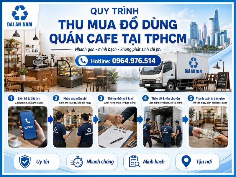 Quy trình 5 bước thu mua đồ dùng quán cafe tại TPHCM