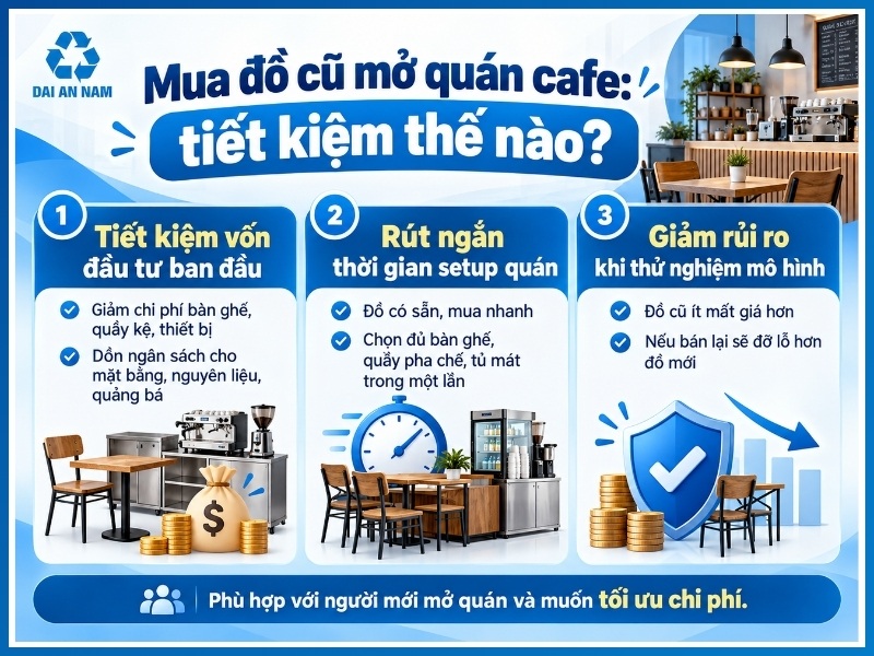 Mua đồ cũ mở quán cafe: tiết kiệm thế nào?